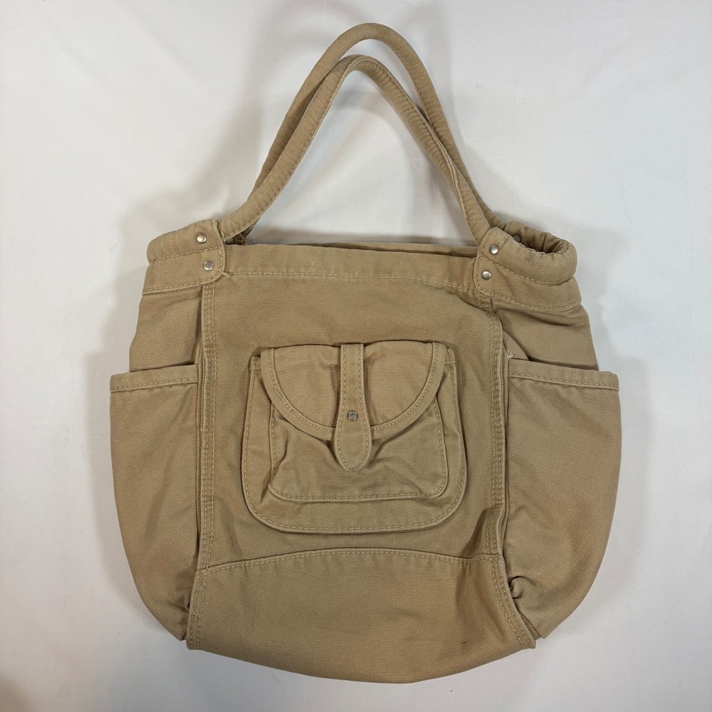 Y2K vtg Aeropostale Tan Canvas Tote Bag Utility Cargo Shoulder Bag Grunge 00s